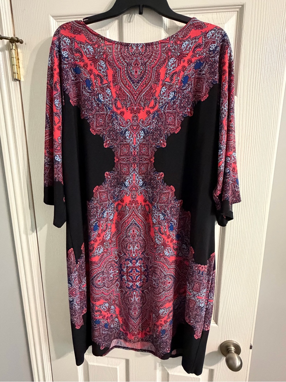 London Style Red and Blue Paisley dress - Picture 3 of 5